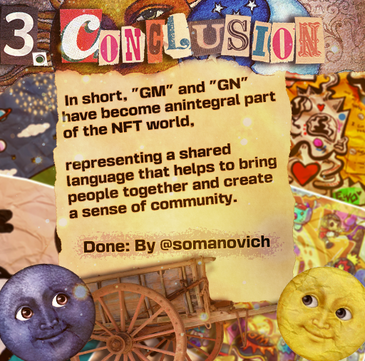 3🧵In short, "GM" and "GN" have become an integral part of the NFT world, representing a shared language that helps to bring people together and create a sense of community

#GM #GN  #NFT  #cryptoart #Web3 #web3community https://t.co/sBplEouUyG
