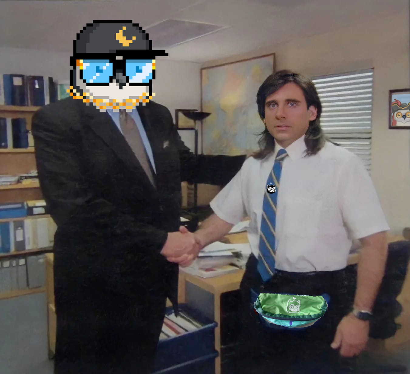 moonbirds office hand shake