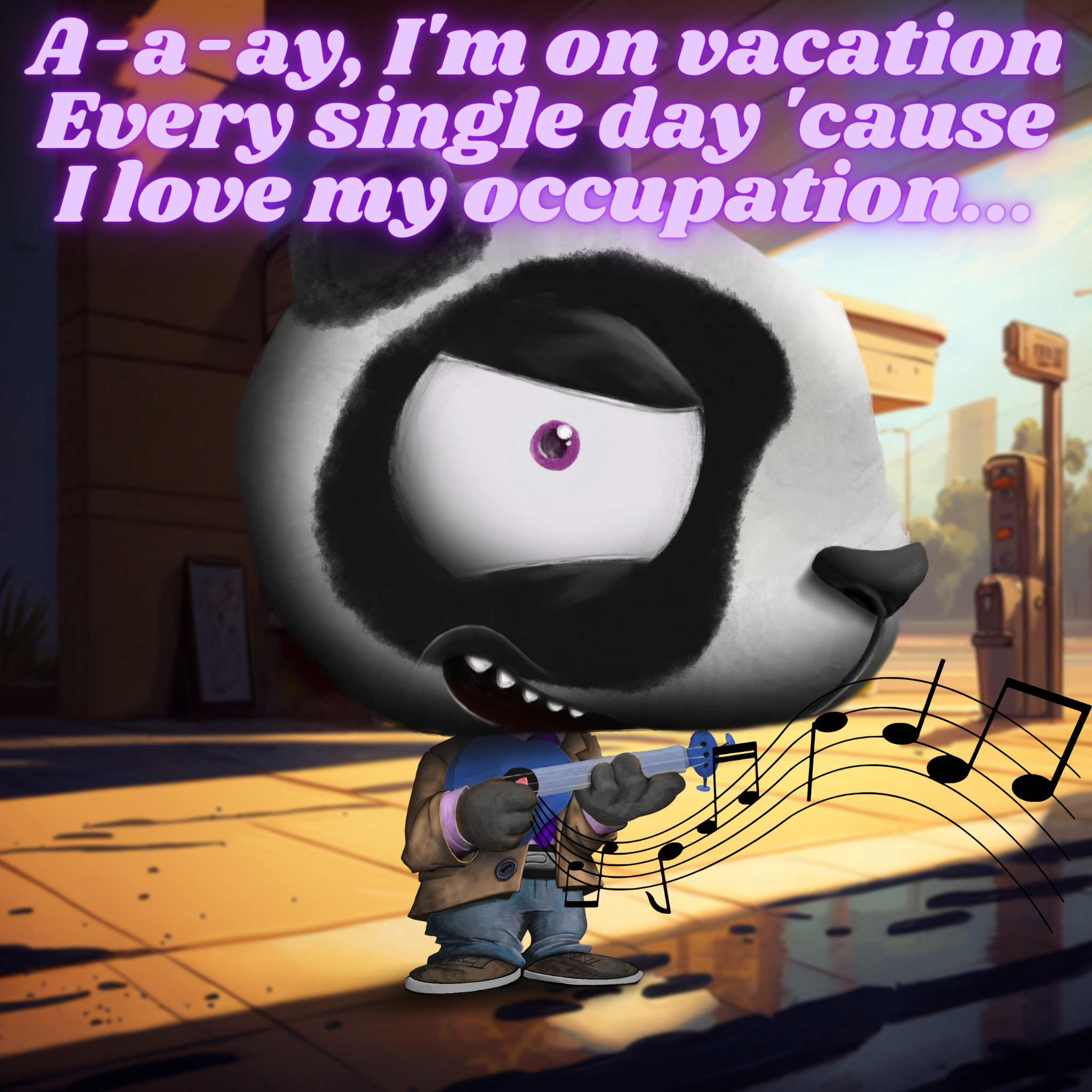 A-a-ay, I'm on vacation Every single day 'cause I love my occupation.png