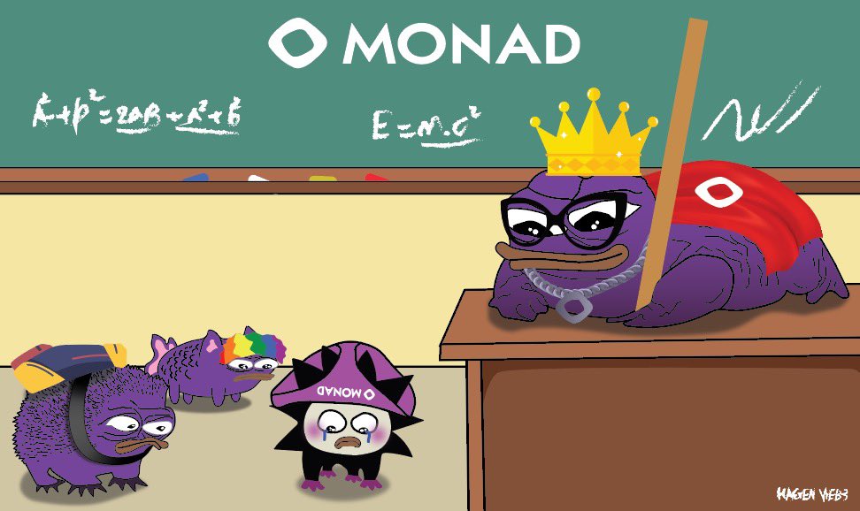 It's Monday and our Monanimals have to go to school. Can you guess:

1/who is the best student?
🦔@molandak 
🐟@MOYAKI_XYZ 
🔆@chog_xyz 

2/ what is the name of monanimal acting as teacher in the picture? 🧑‍🏫

@monad_xyz https://t.co/wLot1c1gyZ