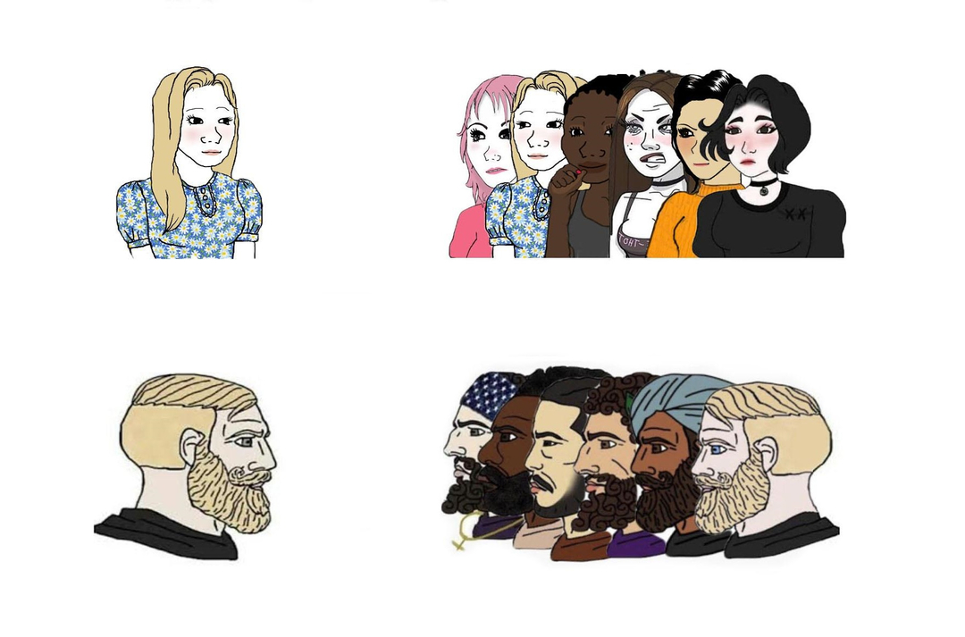 Boys vs Girls Group Empty Template - Trad Girl vs Yes Chad - Wojak - homme femme groupe.jpg