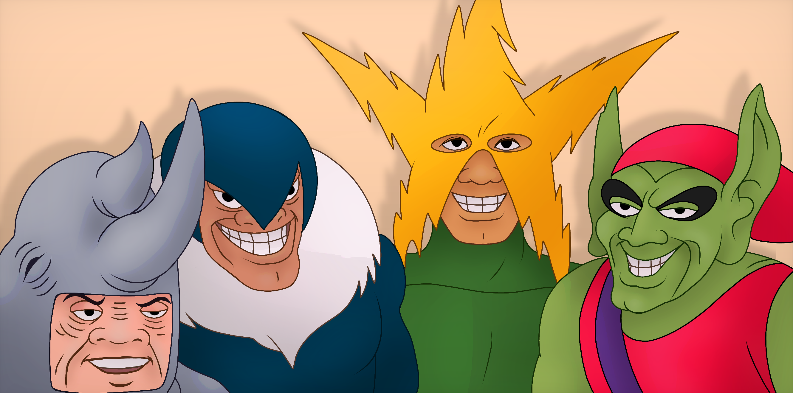 Me And The Boys HD Empty Template - Rhino, Vulture, Electro and Green Goblin - Spider-Man, u_Gibus_Squidward on Reddit.png