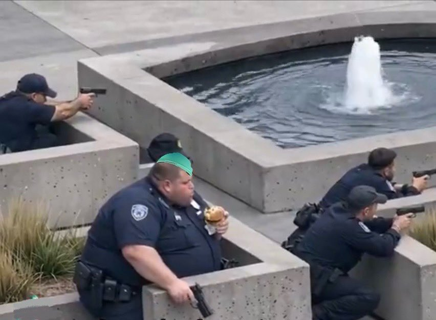 fat ass cop eating a burga